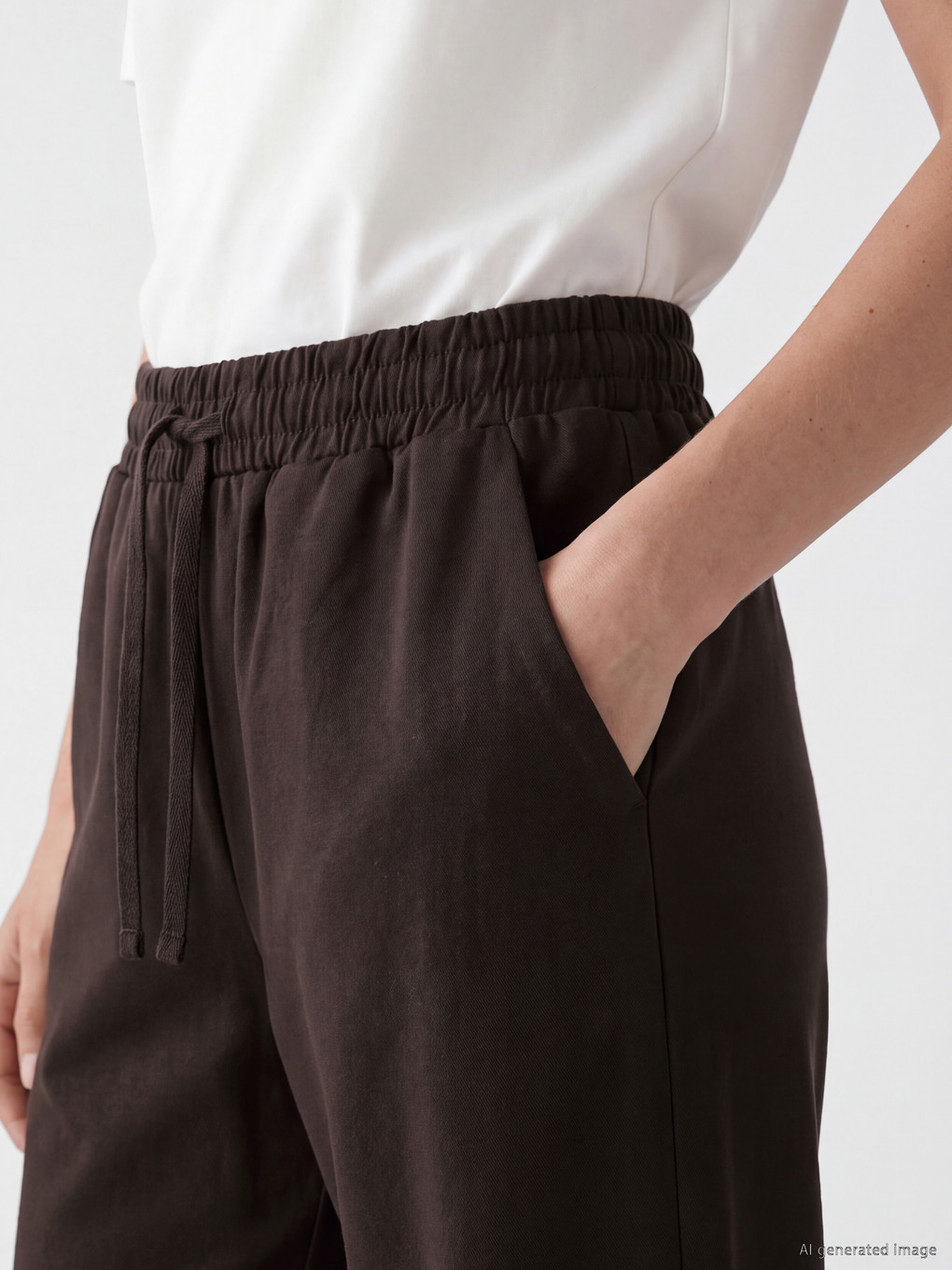 Pantaloni Din Gabardină Cu Talie Elastică Pentru Femei-2