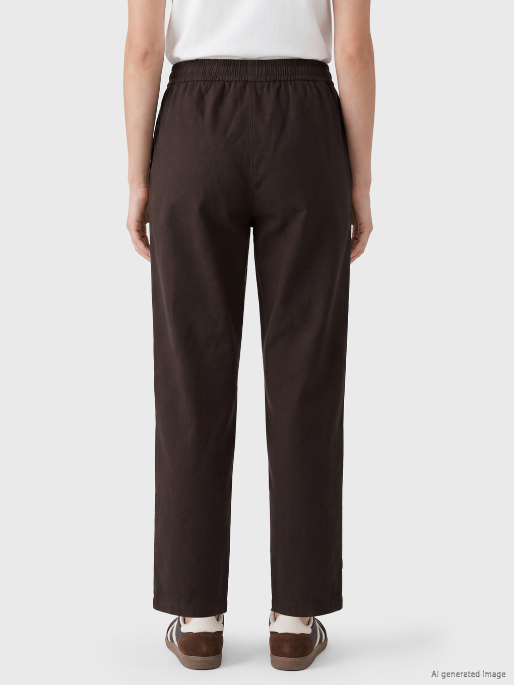 Pantaloni Din Gabardină Cu Talie Elastică Pentru Femei-3