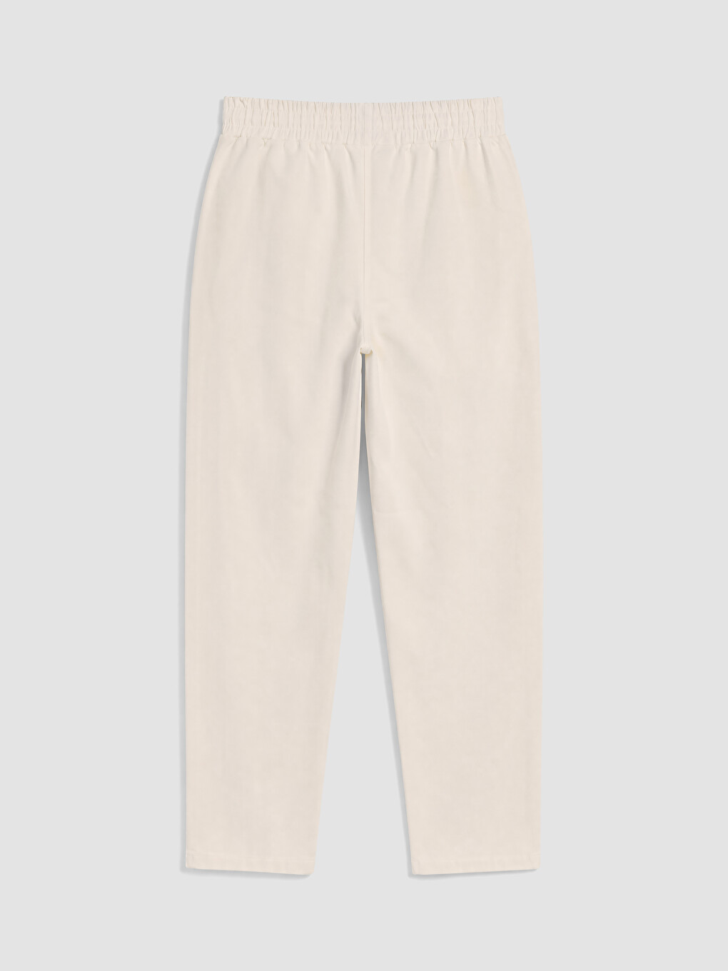 Ekru Beli Lastikli Gabardin Kadın Pantolon-2