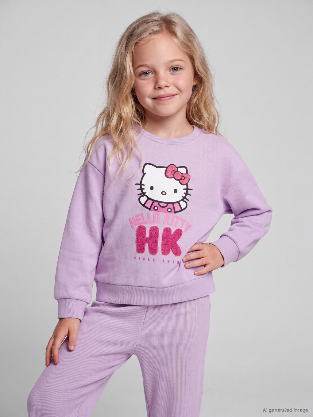 Hello Kitty Printed Girls' Tracksuit Set-1