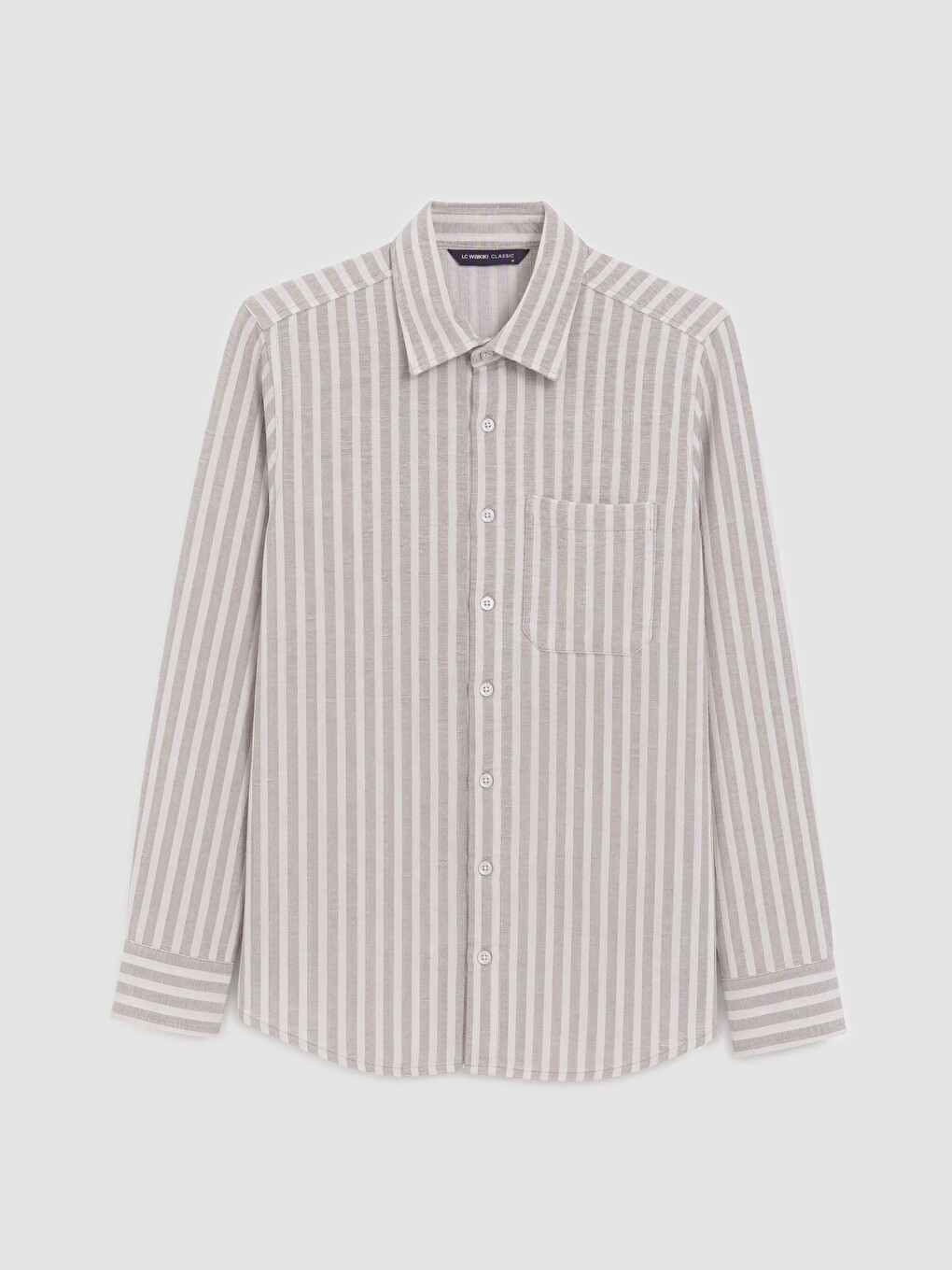 Gri Regular Fit Çizgili Poplin Erkek Gömlek