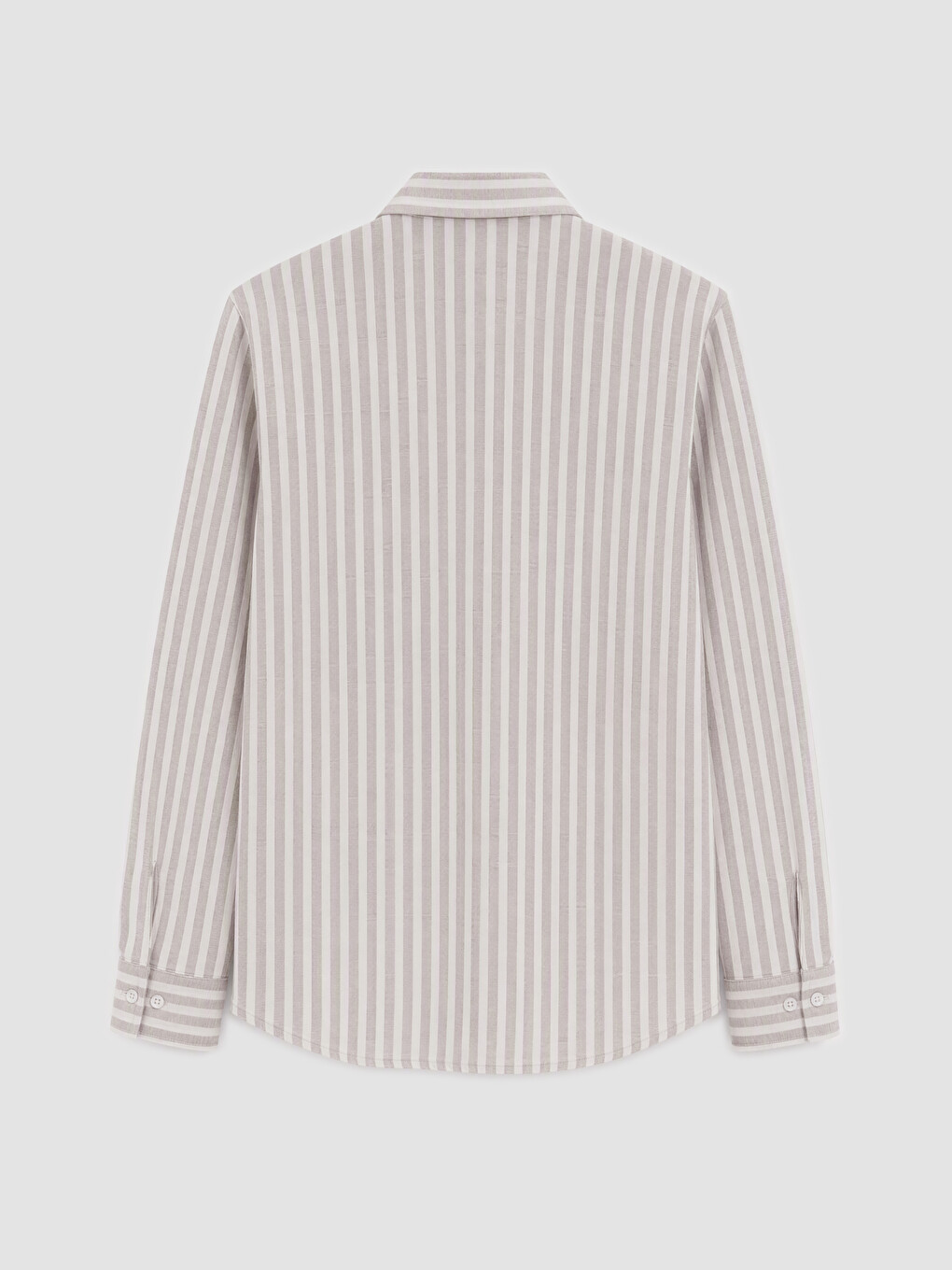 Gri Regular Fit Çizgili Poplin Erkek Gömlek-1