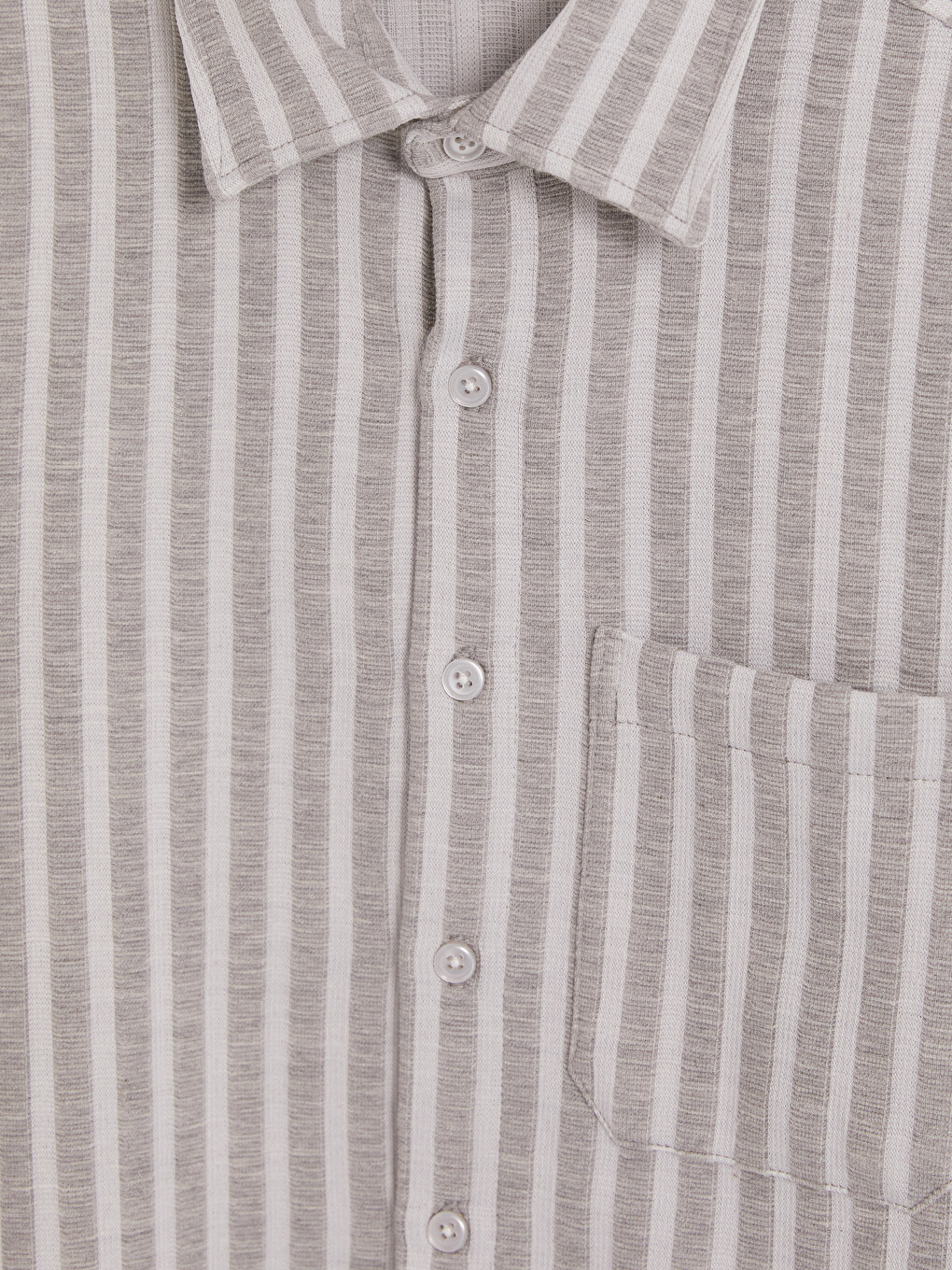 Gri Regular Fit Çizgili Poplin Erkek Gömlek-2