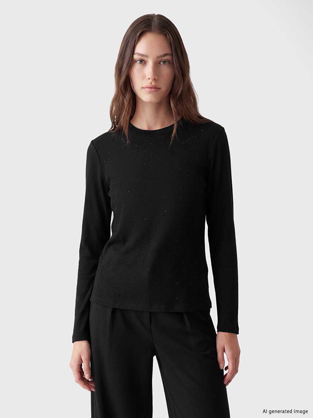 Crew Neck Rhinestone Embellished Women's Body