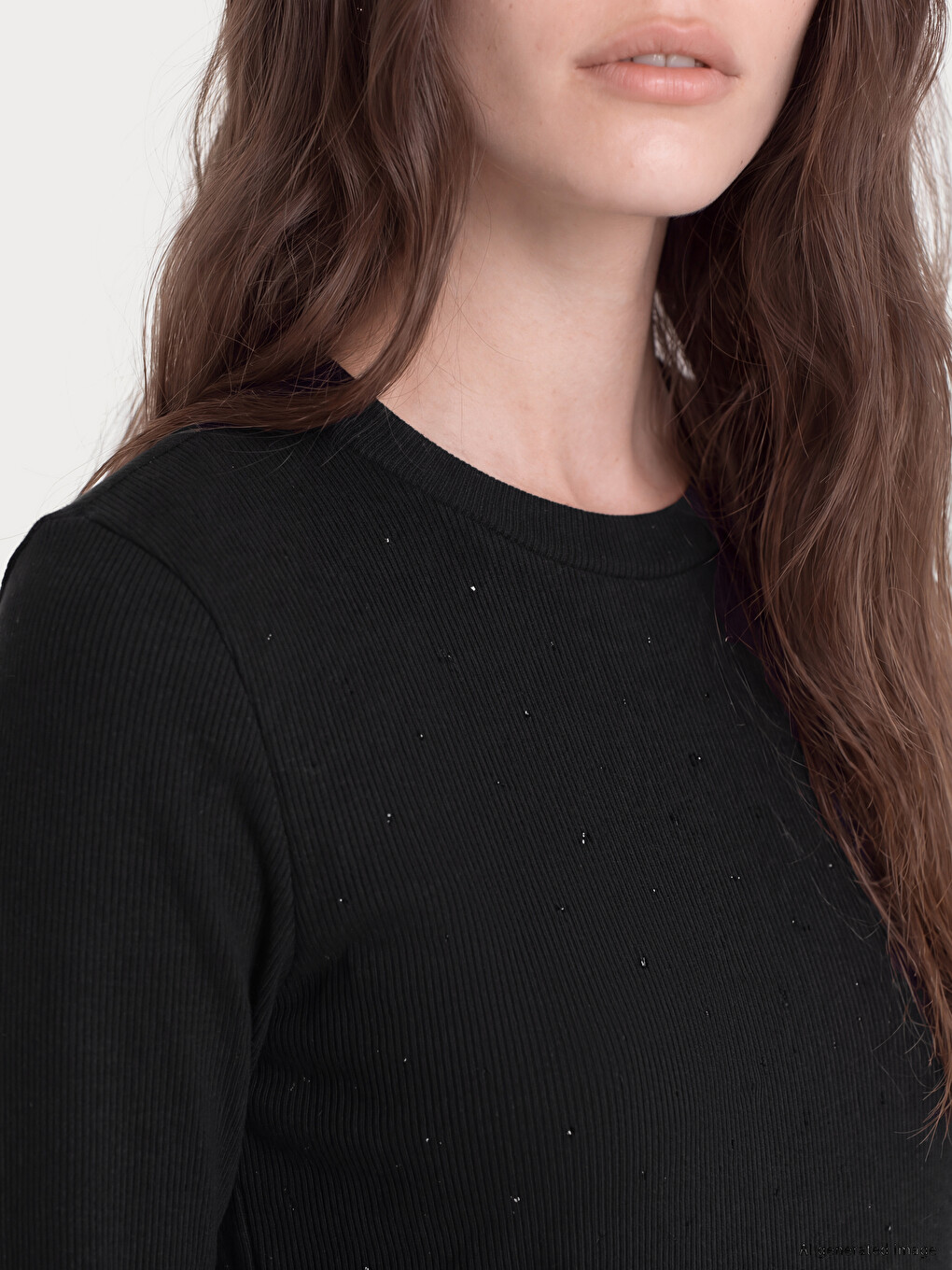 Crew Neck Rhinestone Embellished Women's Body-2