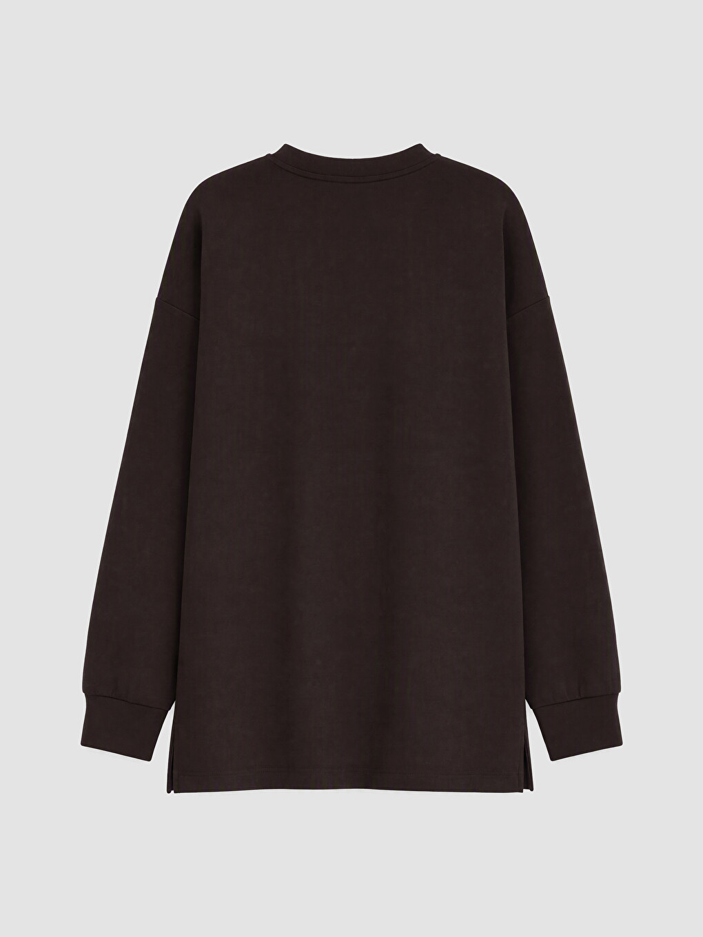 Kahverengi Soft Touch Oversize Kadın Sweatshirt Tunik-2