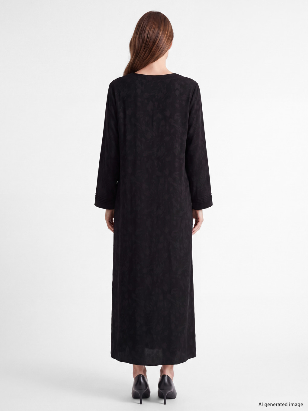 Abaya Cu Model Pentru Femei Cu Guler Rotund-3