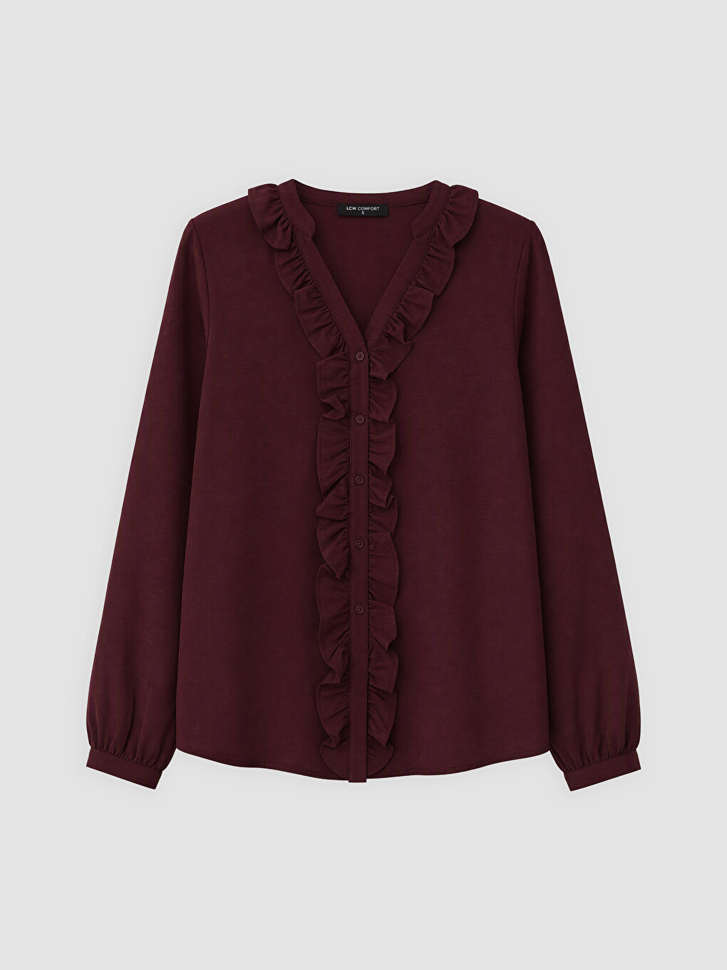 Notch Neck Frilled Women's Shirt