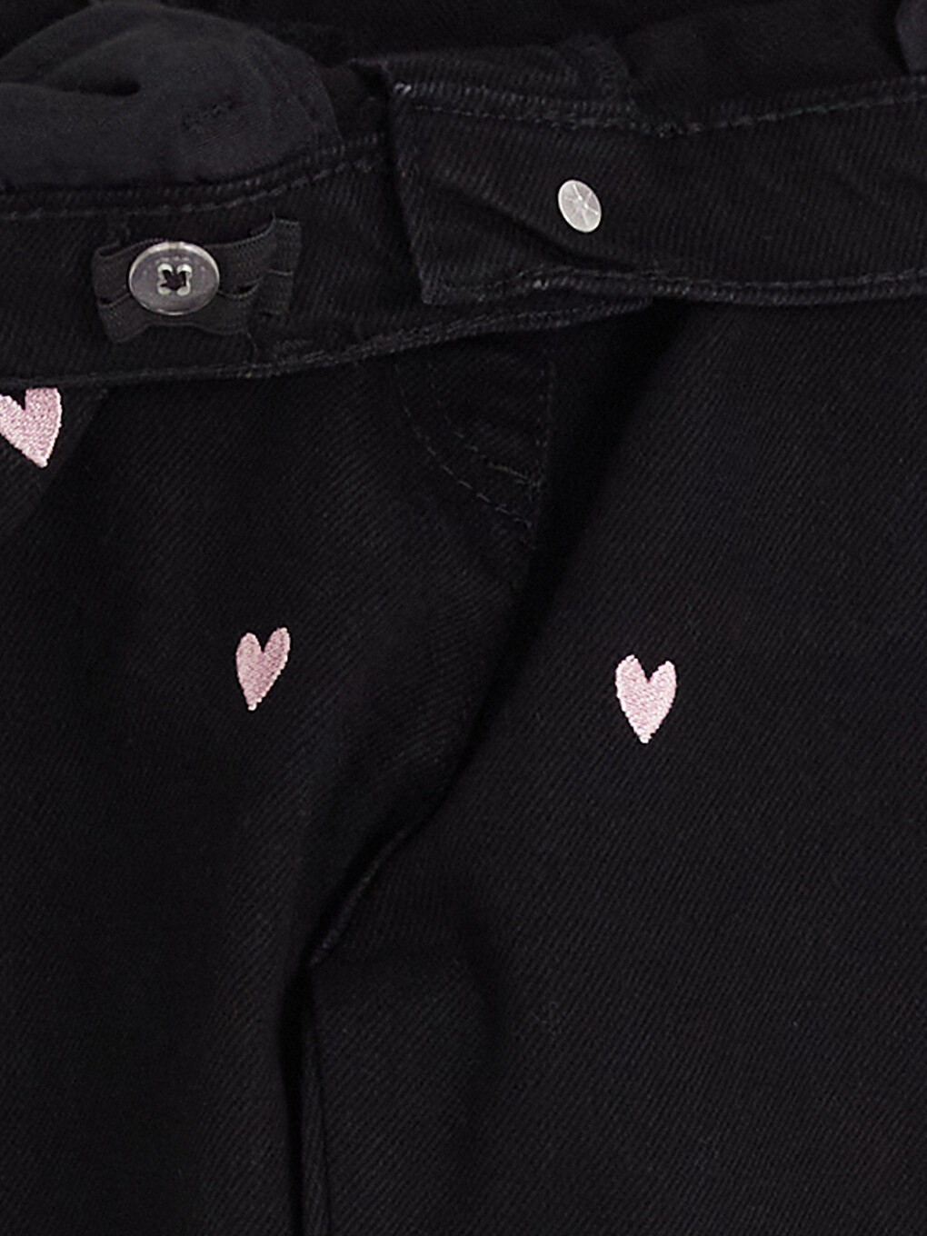 Siyah Regular Fit Nakışlı Kız Çocuk Jean-3