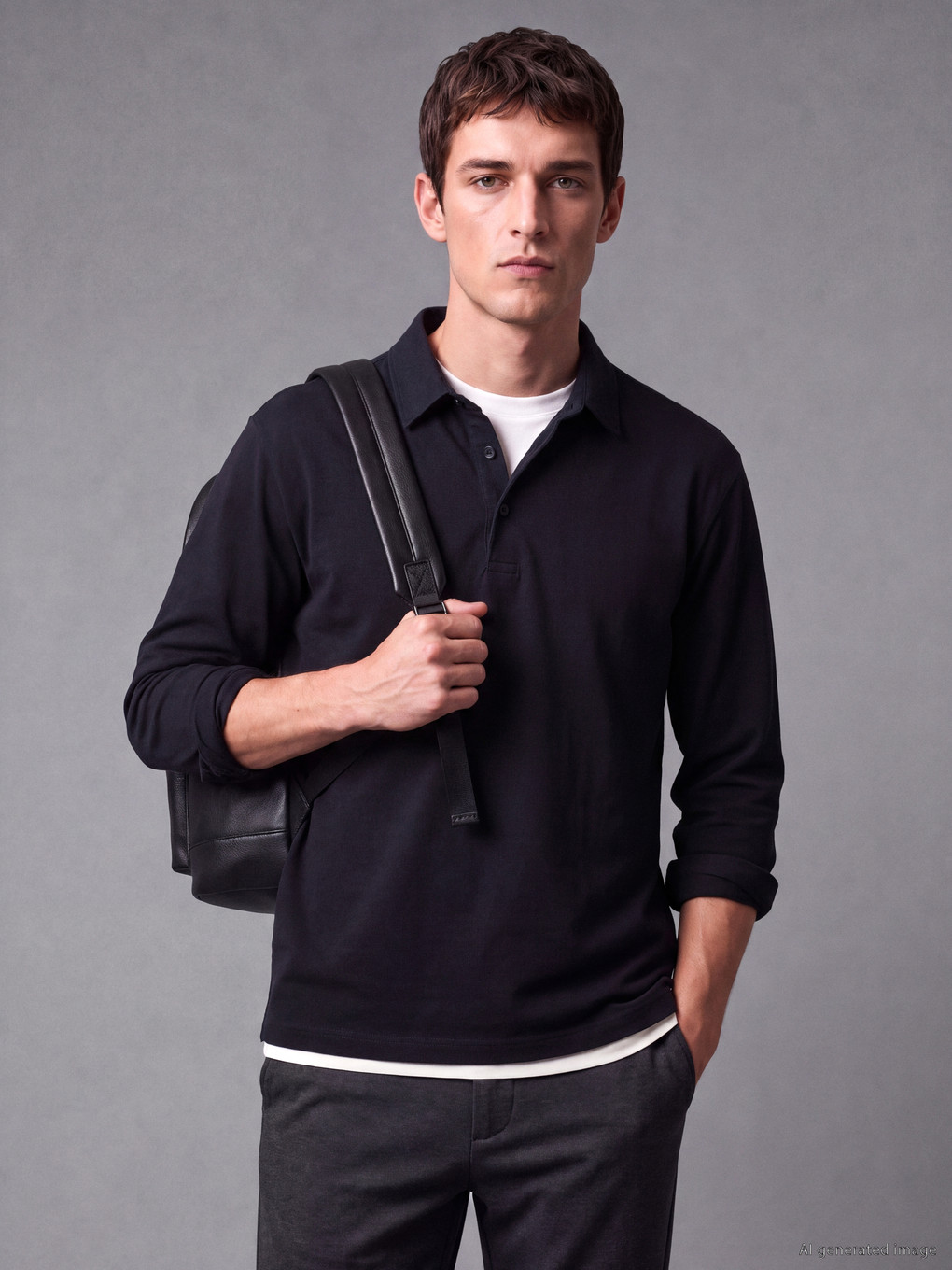 Polo Collar Men's Sweatshirt