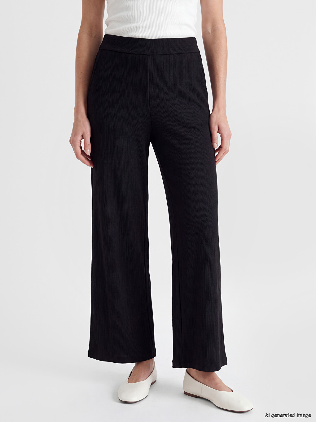 Elastic Waist Textured Women's Trousers-1