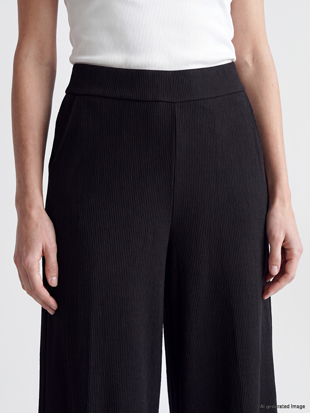 Elastic Waist Textured Women's Trousers-2