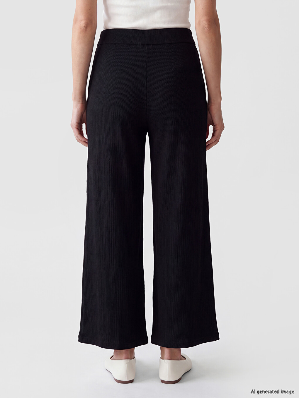 Elastic Waist Textured Women's Trousers-3