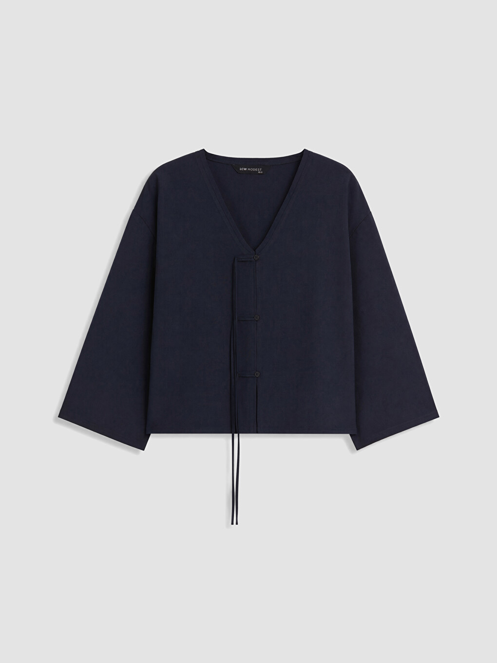 Lacivert Süslü Düğmeli Oversize Kadın Kimono-4