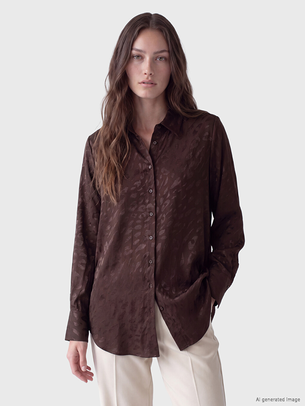 Patterned Satin Women's Shirt Tunic