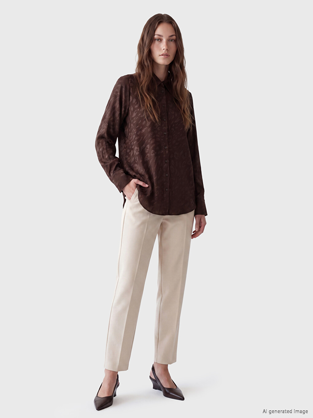 Patterned Satin Women's Shirt Tunic-1