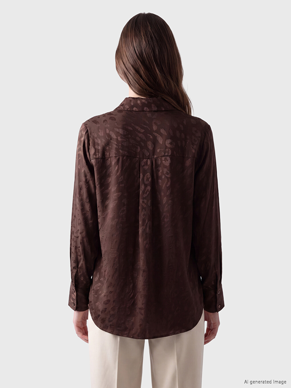Patterned Satin Women's Shirt Tunic-3