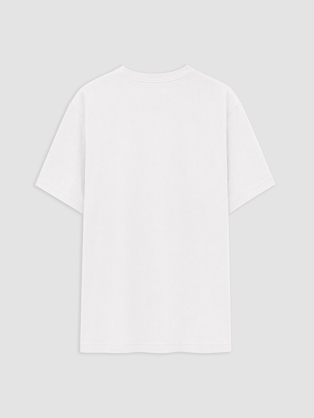 Beyaz %100 Pamuklu Oversize Kadın Spor Tişört-1