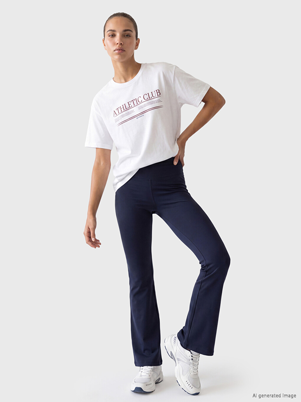 %100 Pamuklu Oversize Kadın Spor Tişört-1