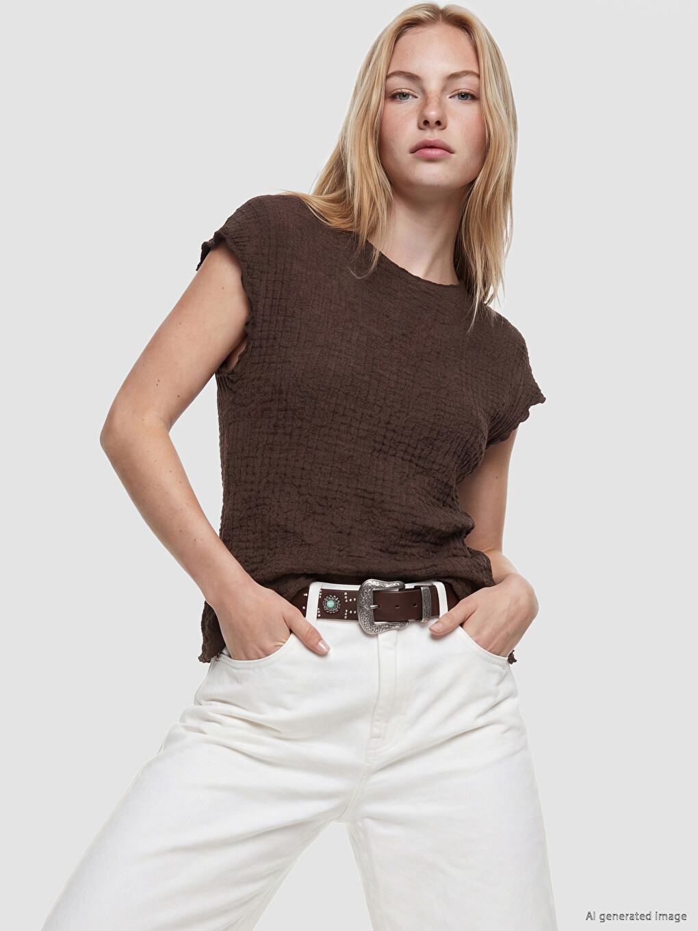 Crew Neck Textured Blouse