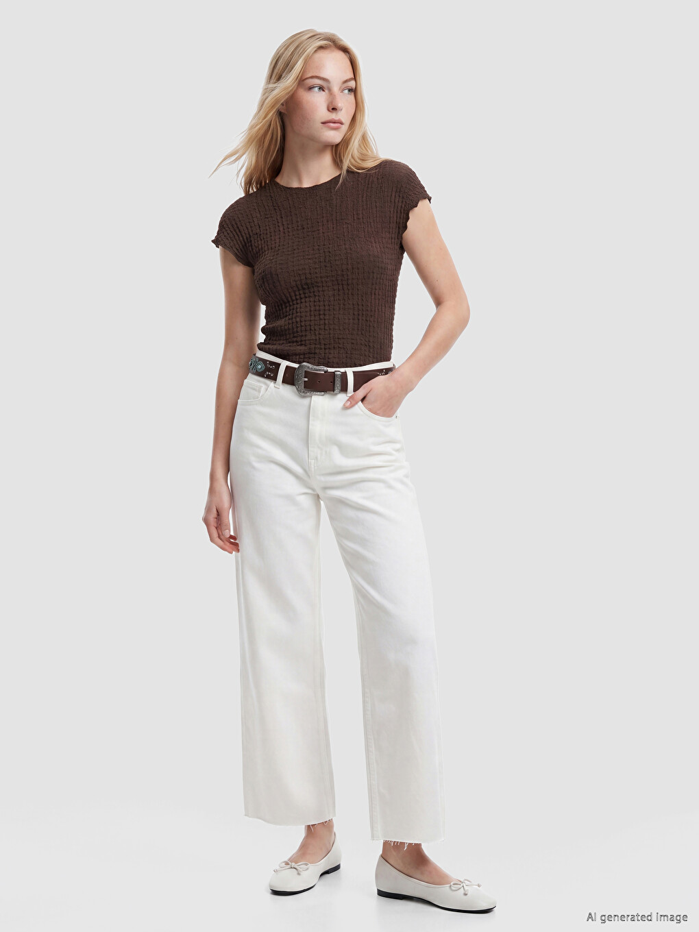 Crew Neck Textured Blouse-1