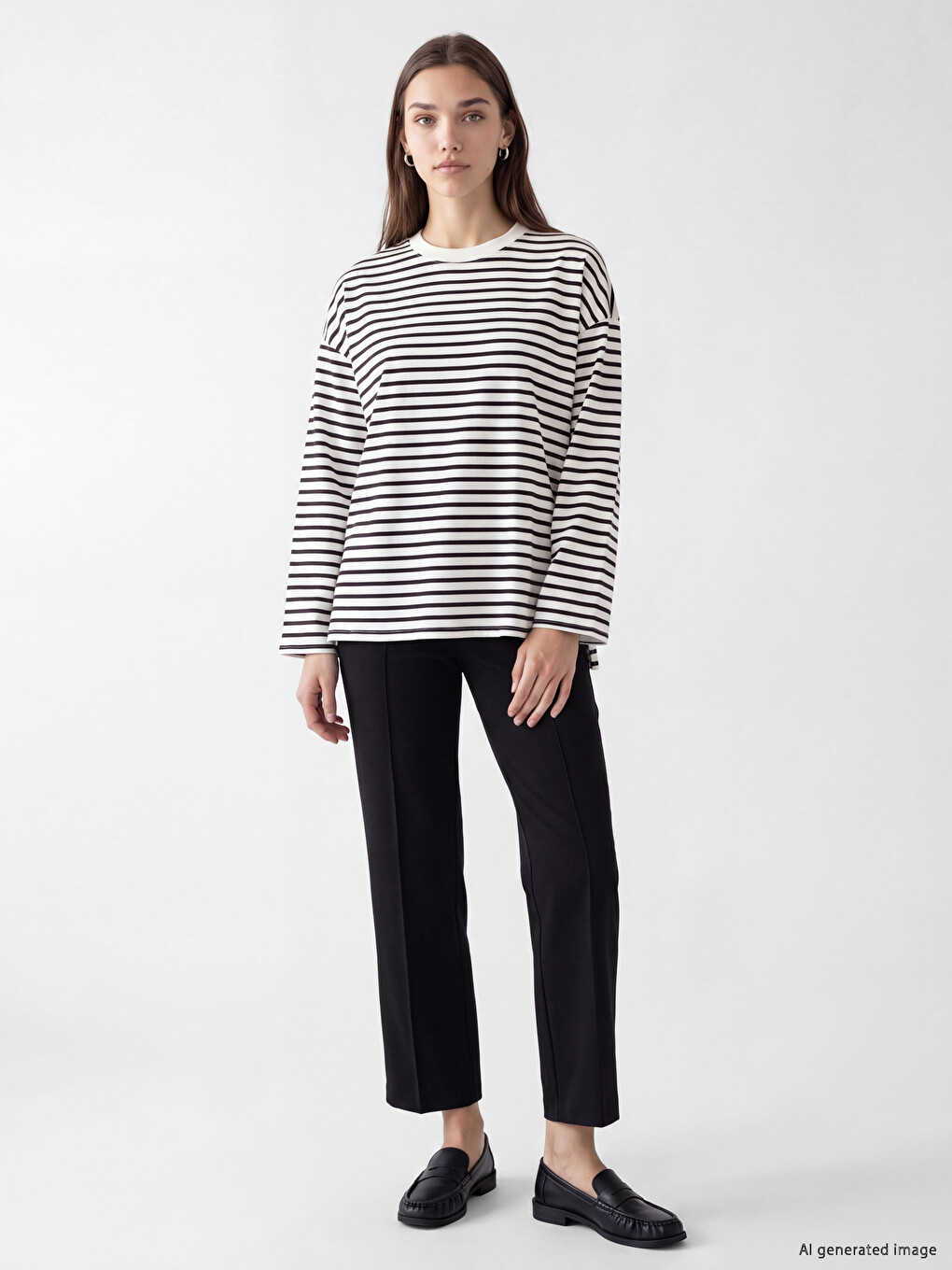 Striped Oversize Women's Sweatshirt Tunic-1