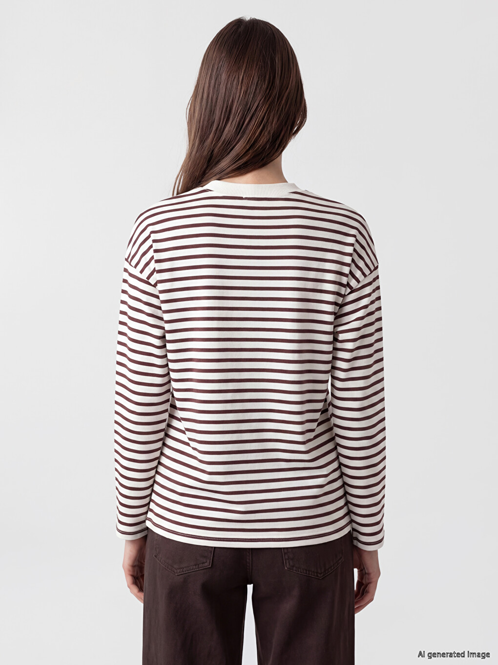 Mürdüm Çizgili Oversize Kadın Sweatshirt Tunik-3