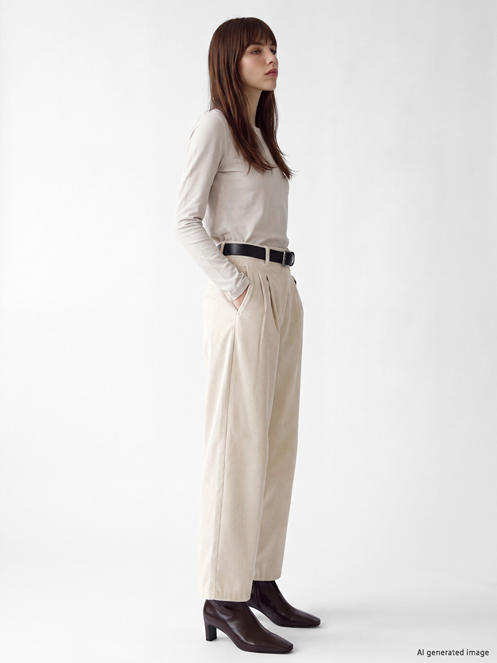 Elastic Waist Pleated Women's Velvet Trousers