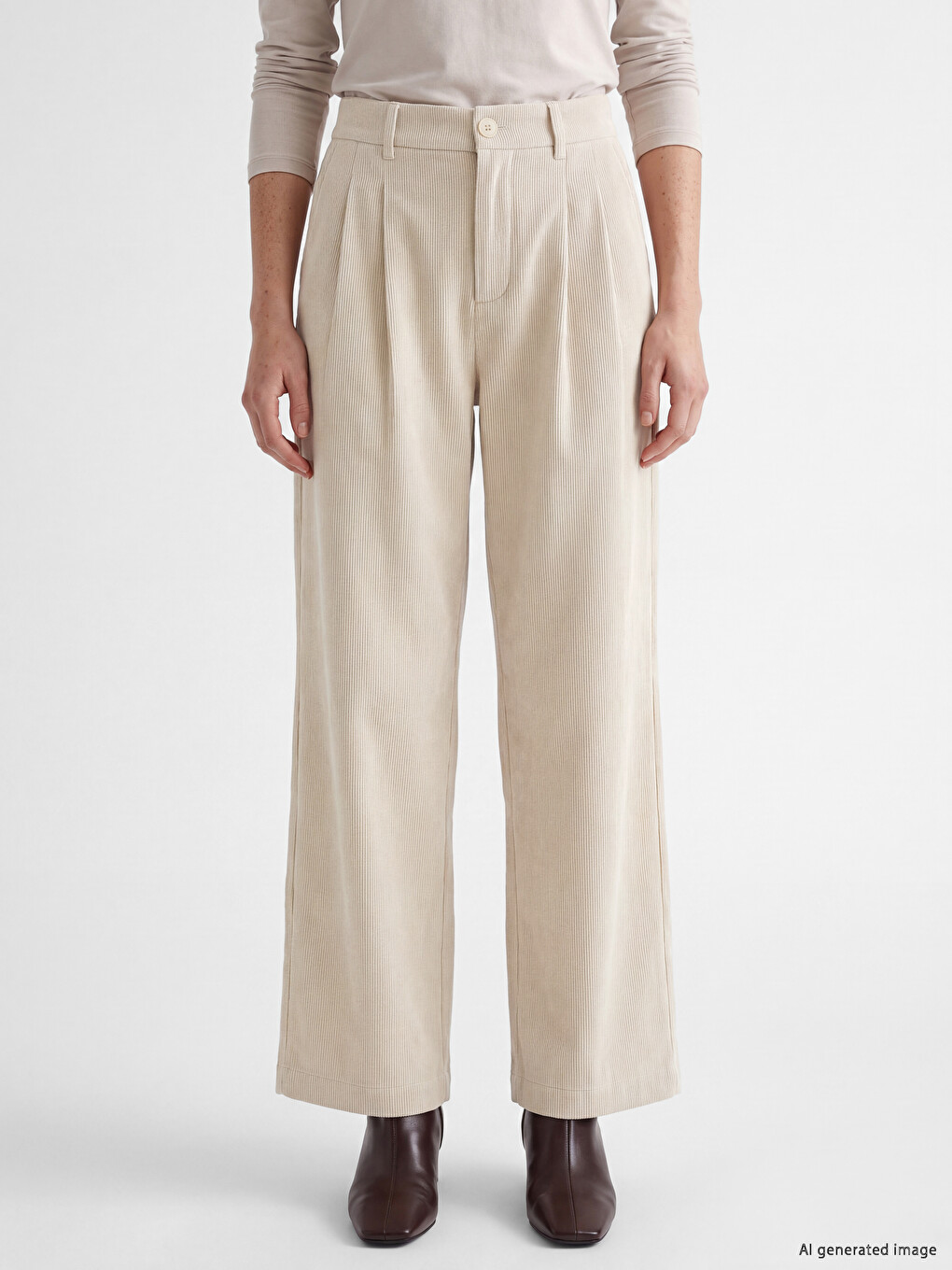 Elastic Waist Pleated Women's Velvet Trousers-1