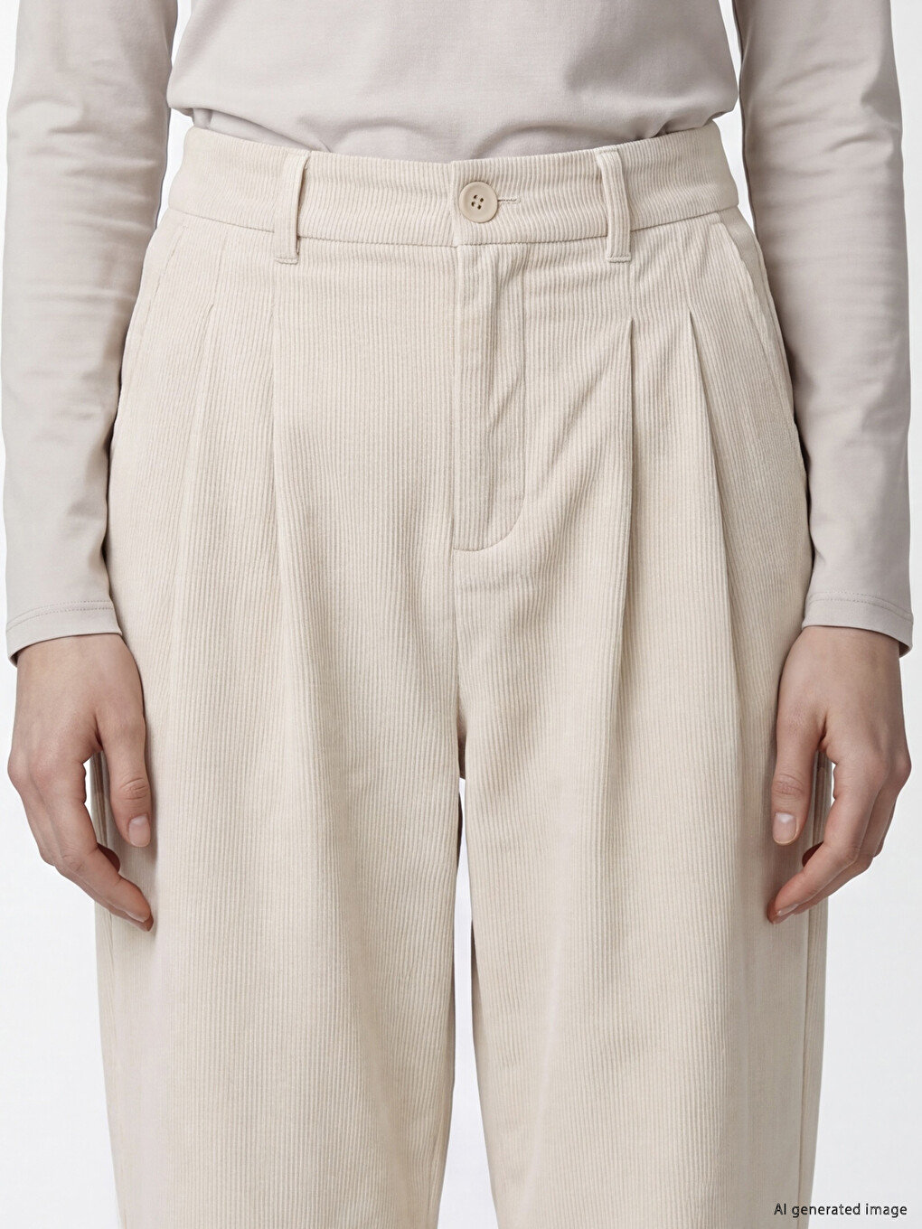 Elastic Waist Pleated Women's Velvet Trousers-2