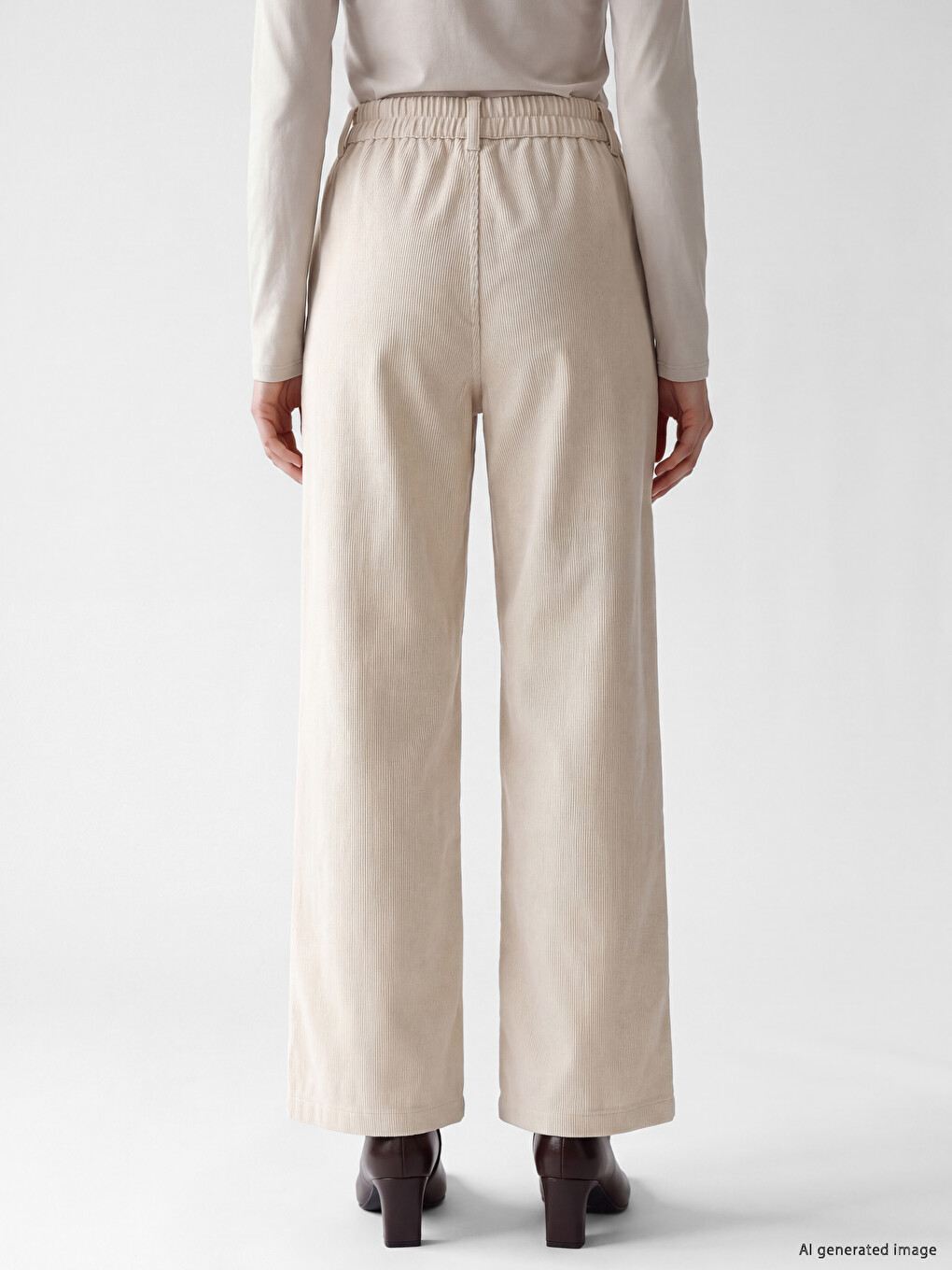 Elastic Waist Pleated Women's Velvet Trousers-3