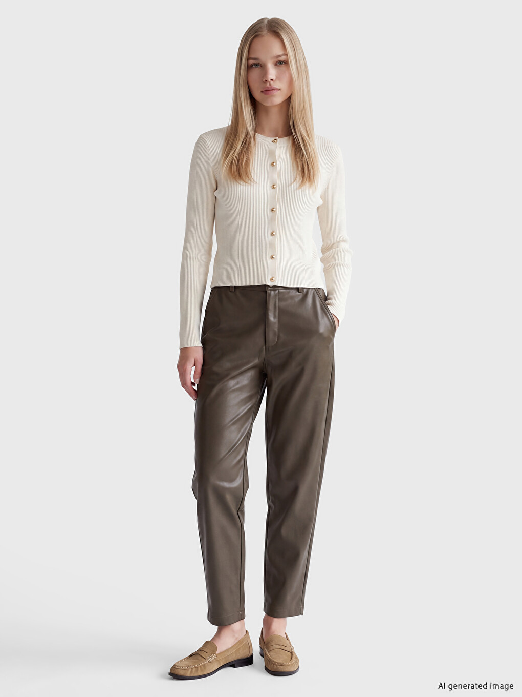 Faux Leather Cigarette Women's Trousers