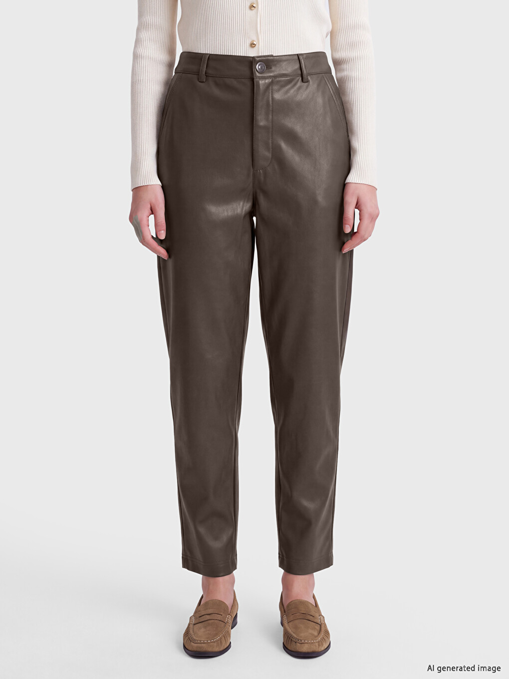 Faux Leather Cigarette Women's Trousers-1