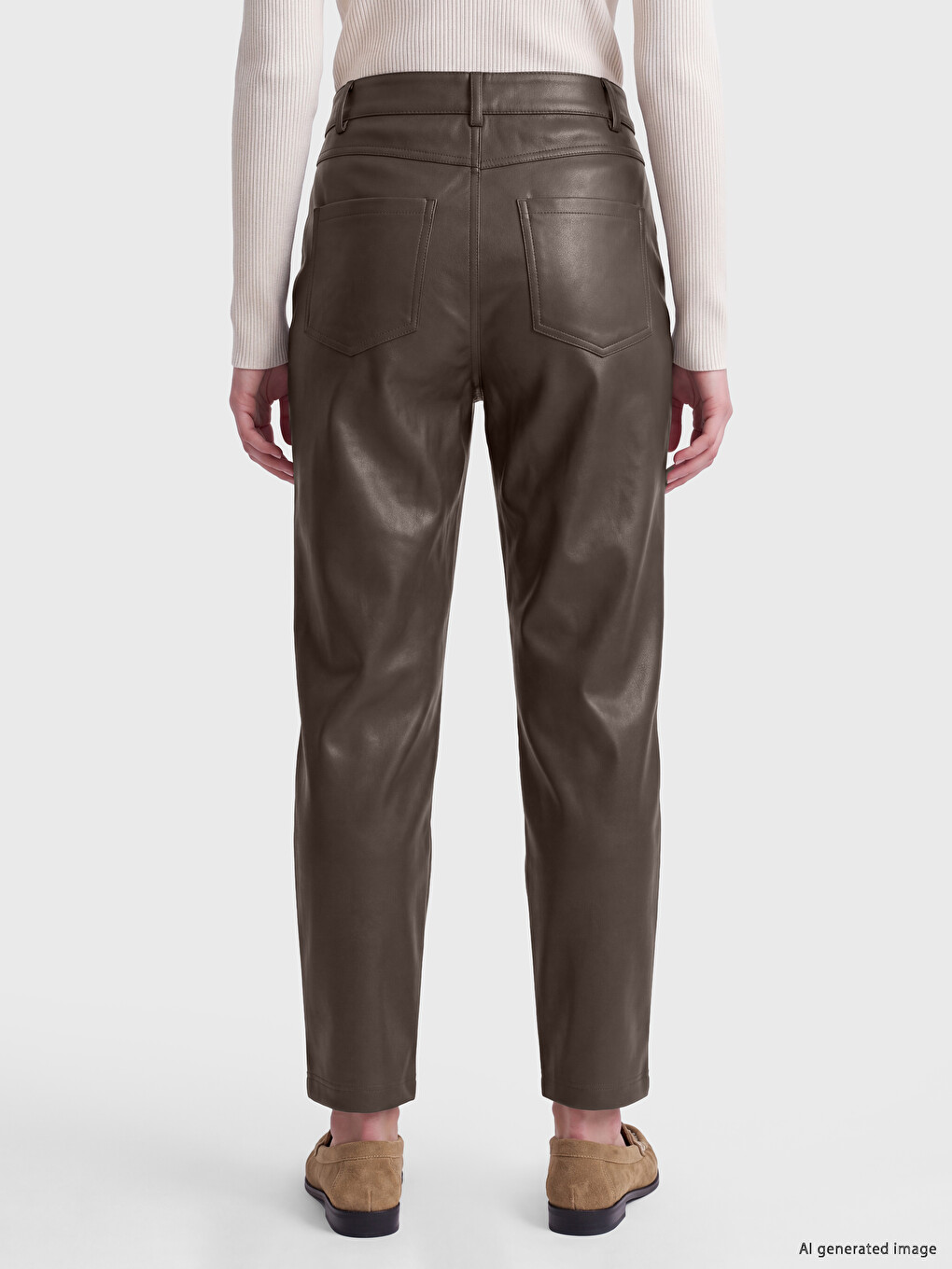 Faux Leather Cigarette Women's Trousers-3
