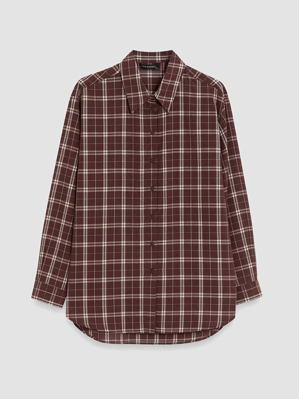 Bordo Ekose Oversize Kadın Oduncu Gömlek Tunik