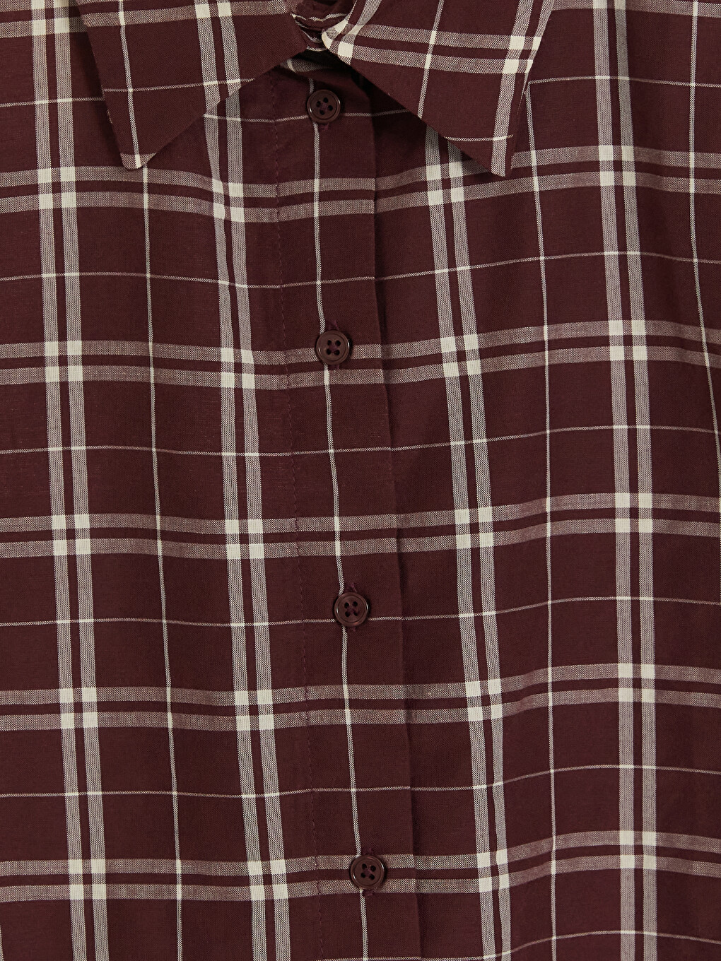 Bordo Ekose Oversize Kadın Oduncu Gömlek Tunik-1