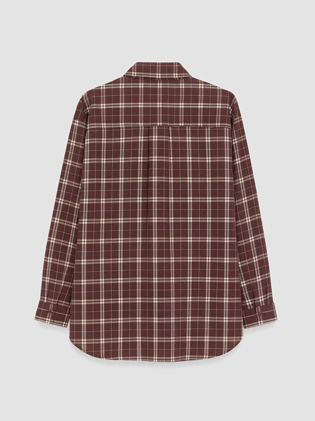Bordo Ekose Oversize Kadın Oduncu Gömlek Tunik-2
