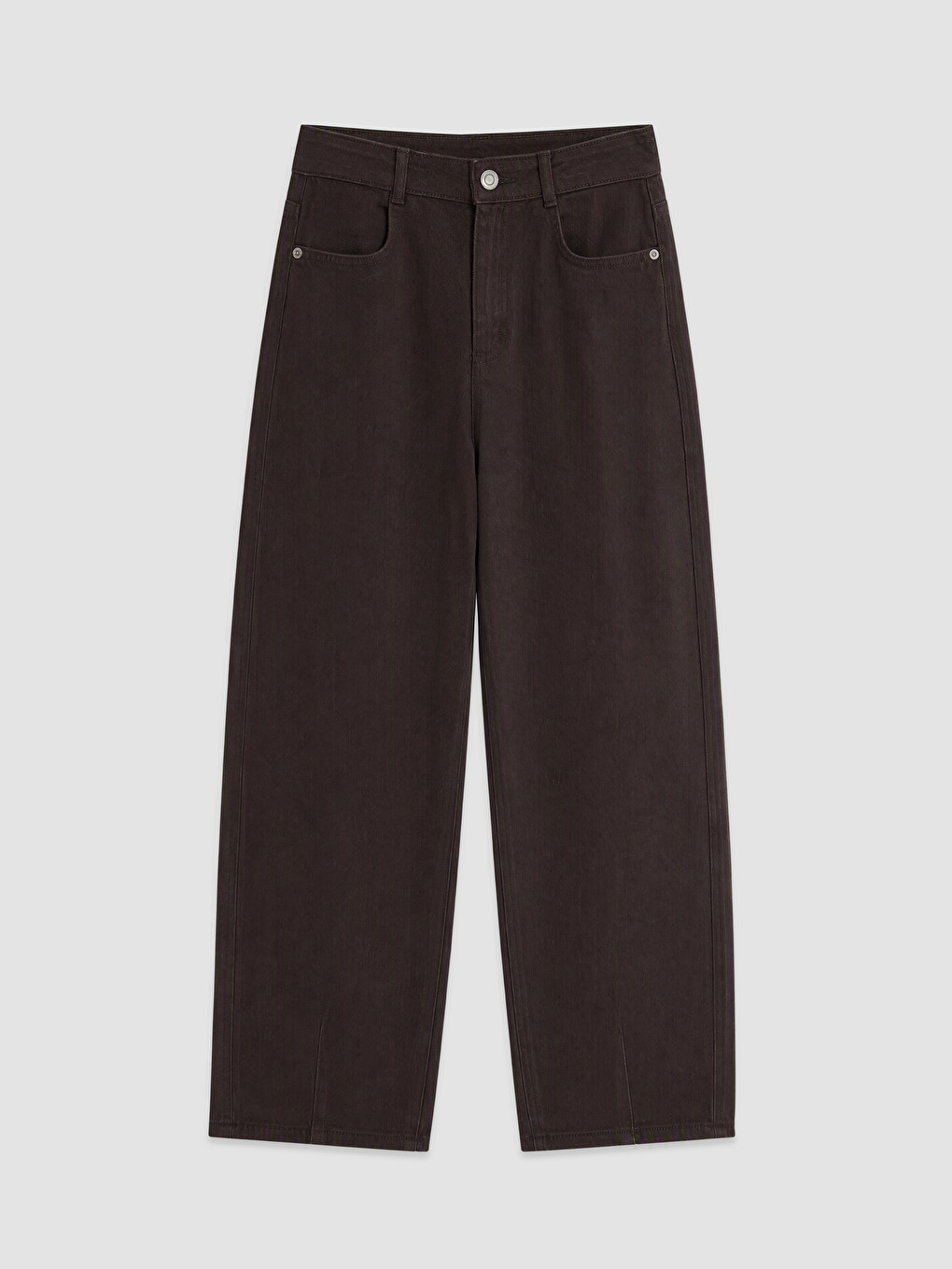Kahverengi Barrel Fit Kız Çocuk Gabardin Pantolon