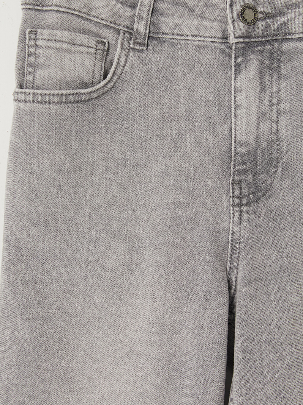 Gri Mom Fit Kadın Jean Pantolon-1