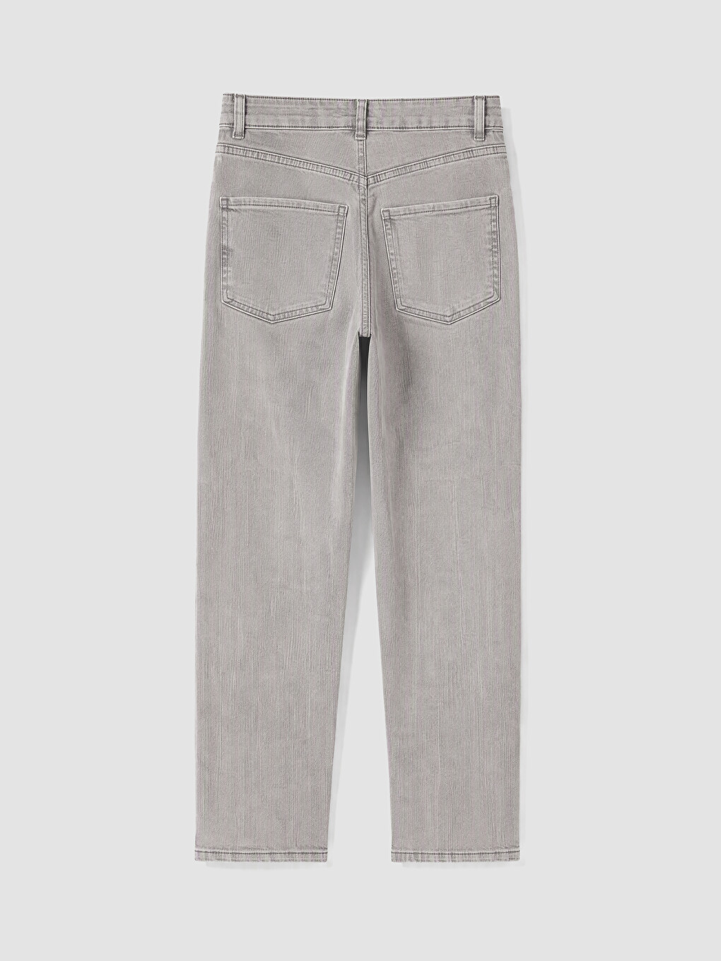 Gri Mom Fit Kadın Jean Pantolon-2