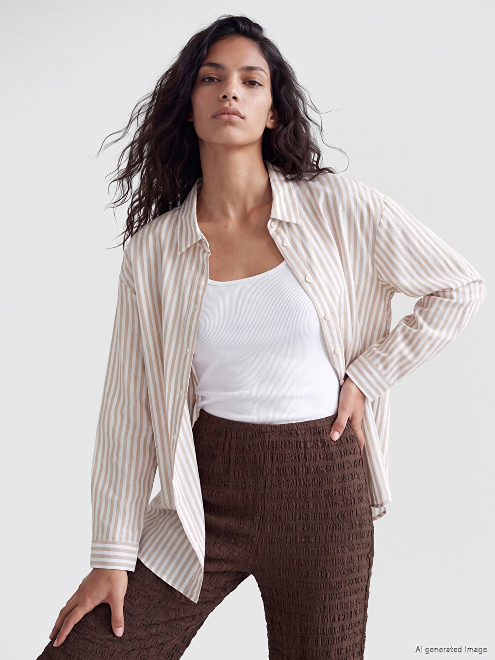 Gestreiftes Oversize Oxford Damenhemd