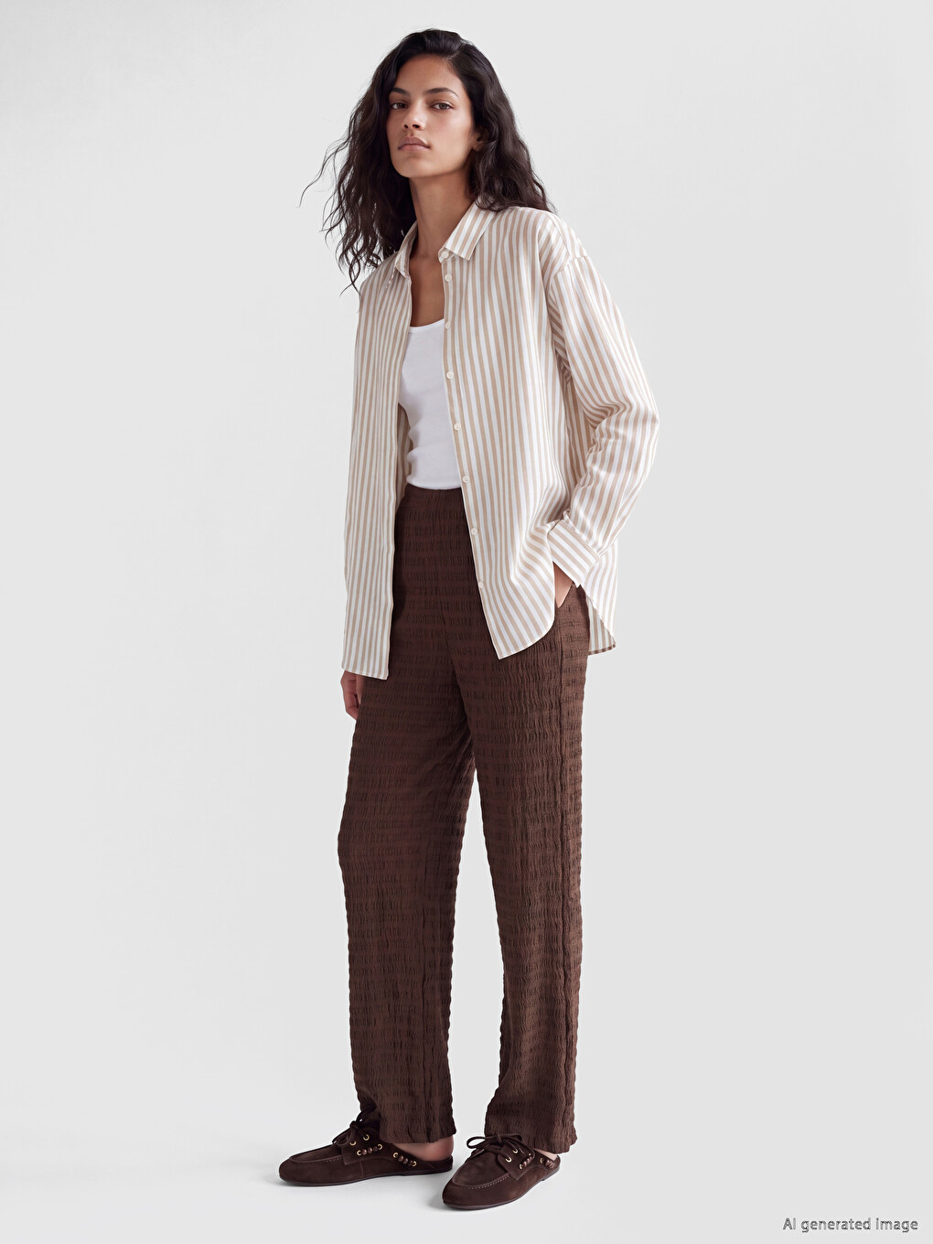 Gestreiftes Oversize Oxford Damenhemd-1