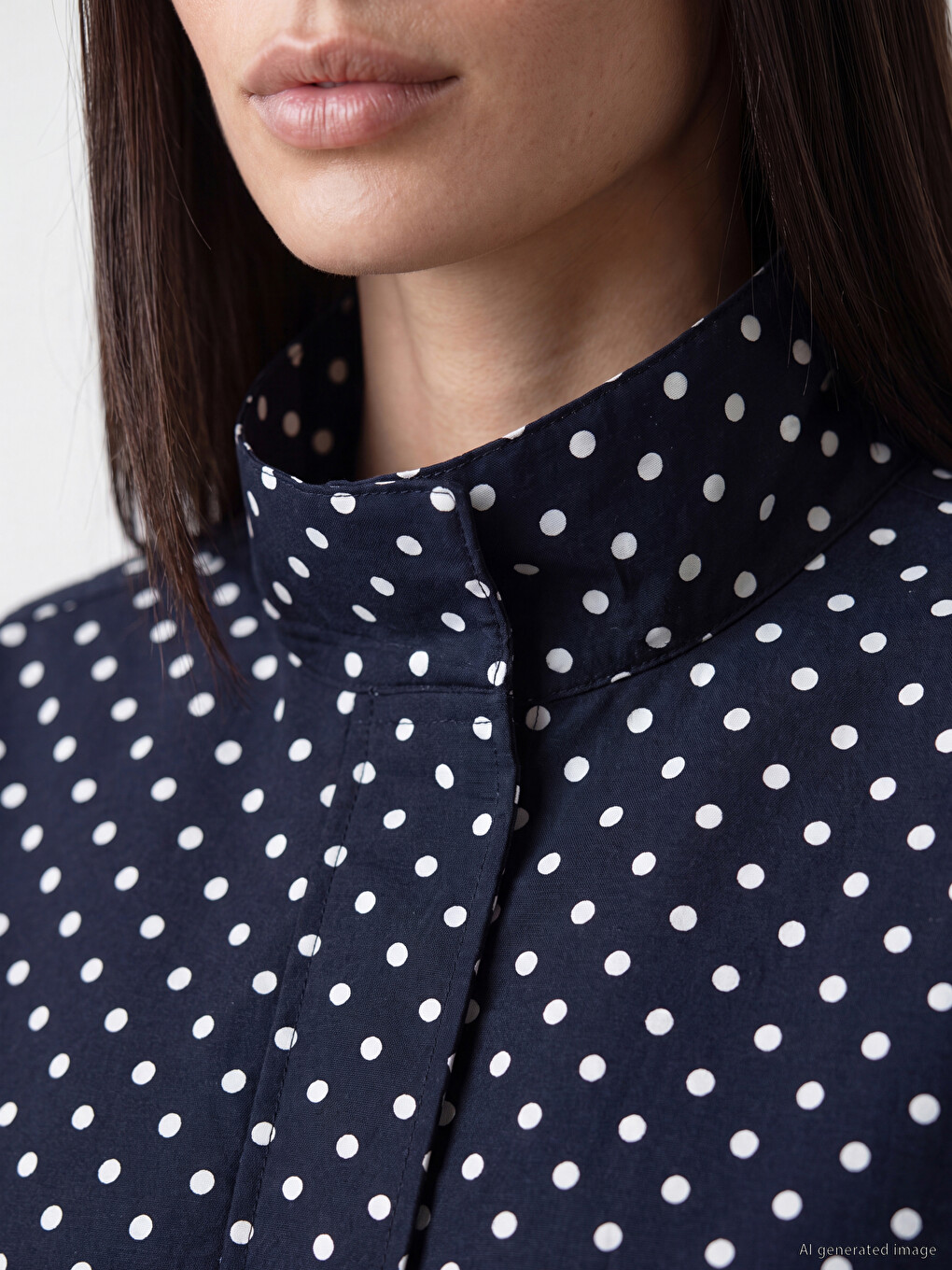 Mock Neck Polka Dot Oversize Women's Coat-2