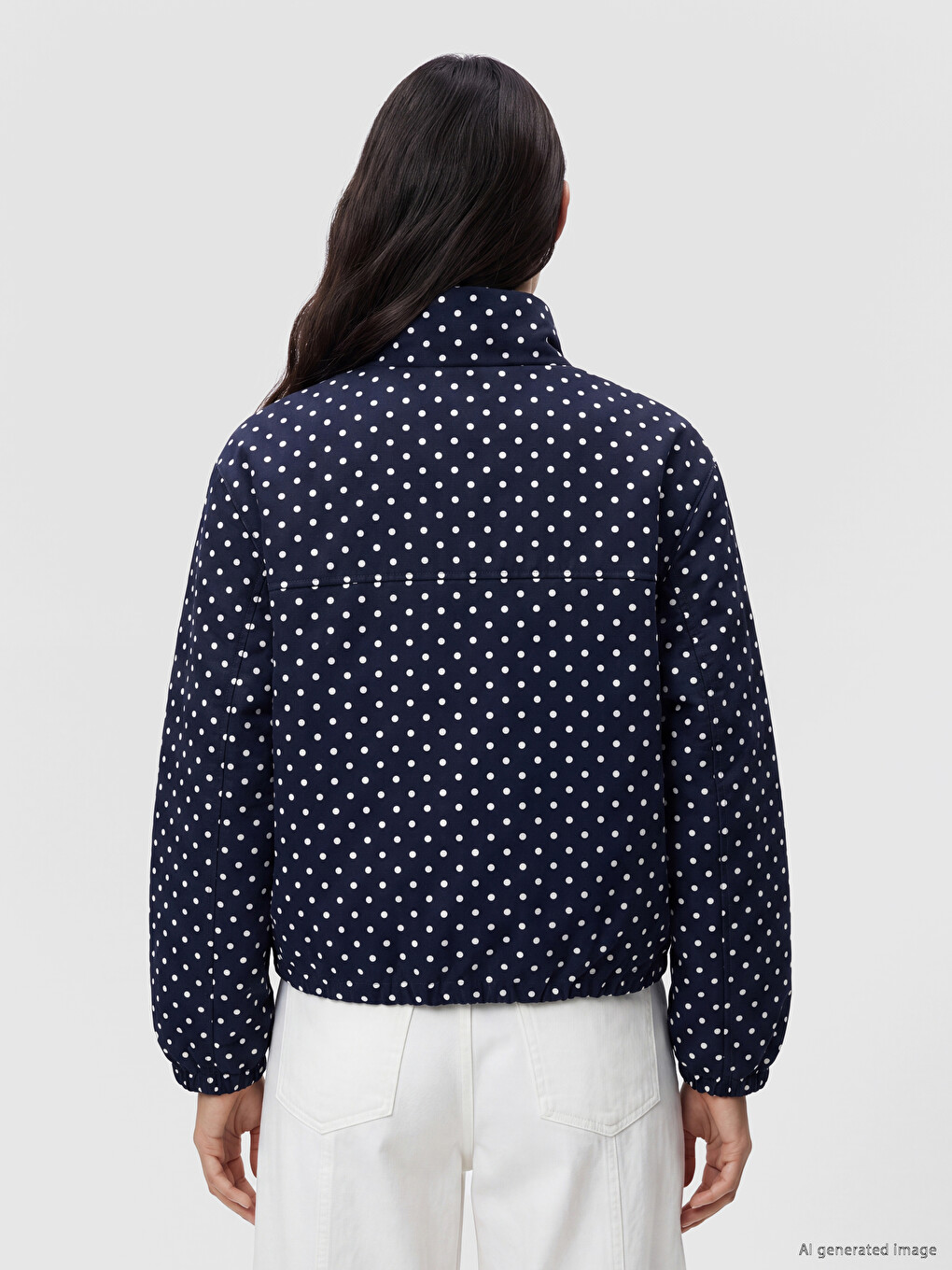 Mock Neck Polka Dot Oversize Women's Coat-3