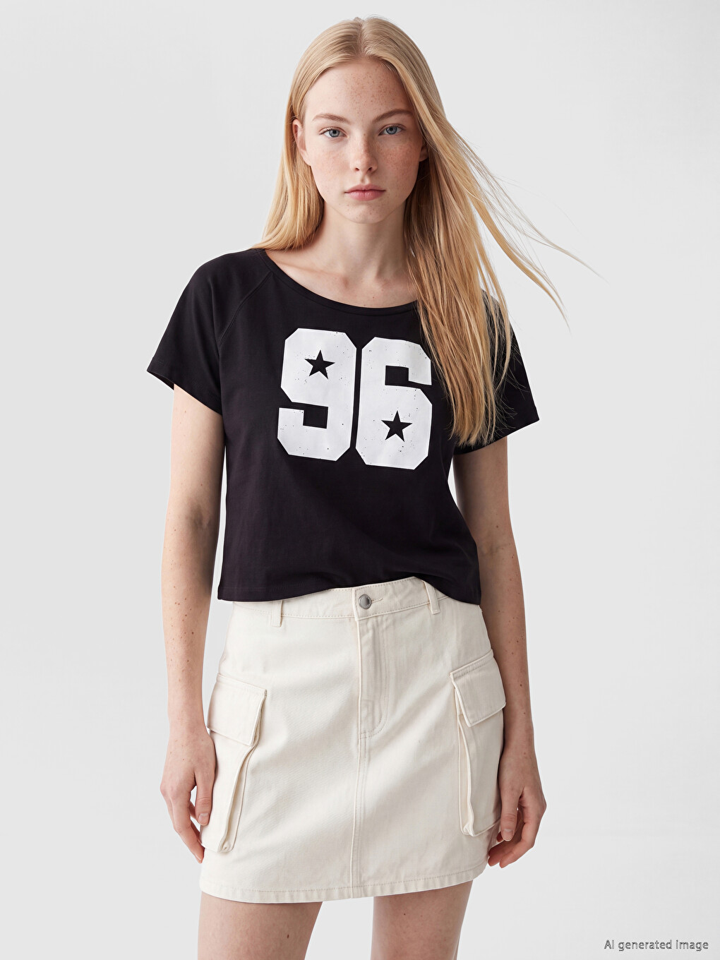 Slash Neck 100% Cotton Women's T-shirt