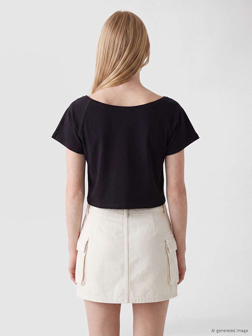 Slash Neck 100% Cotton Women's T-shirt-3