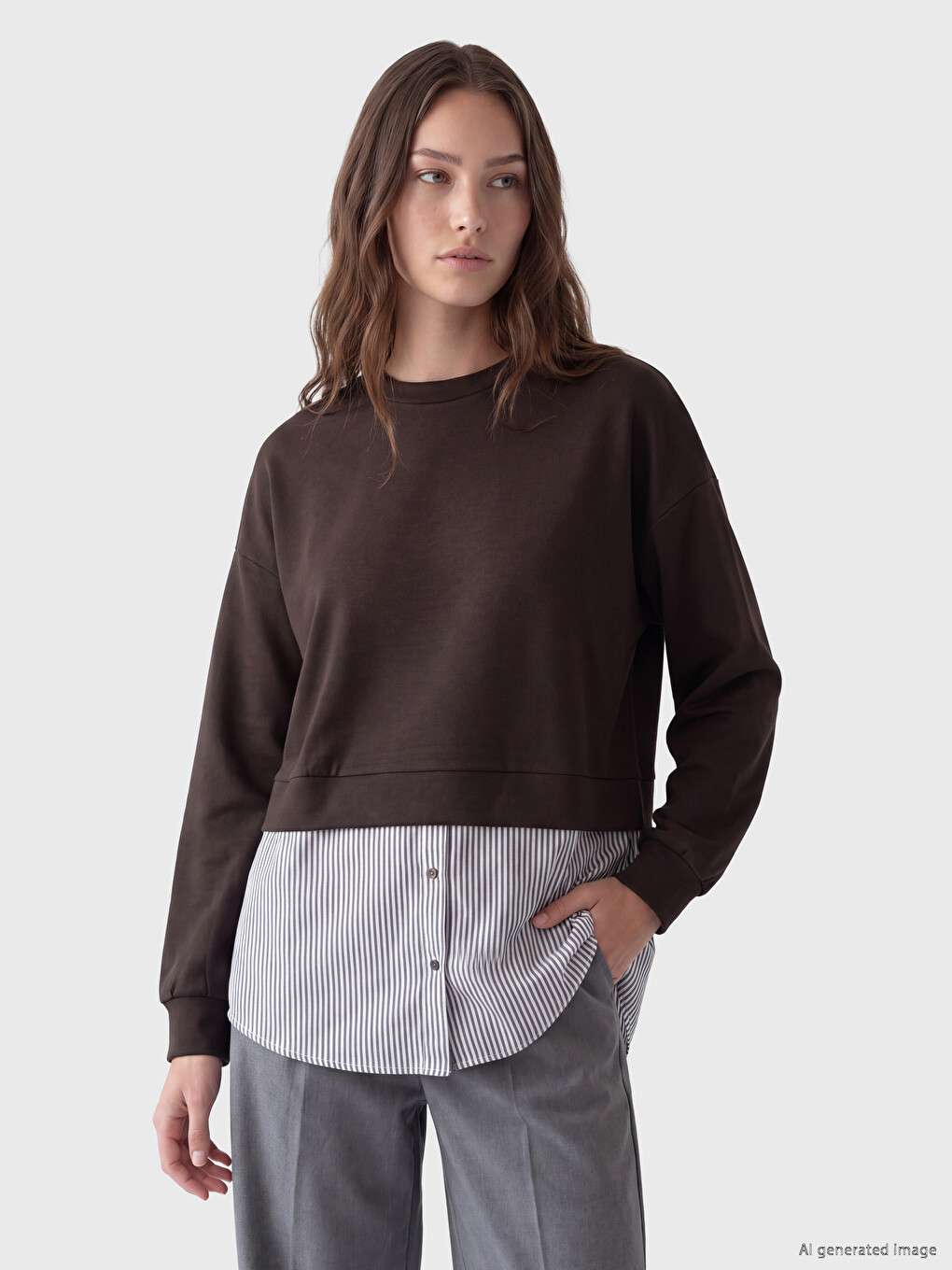 Soft Touch Striped Women's Sweatshirt Tunic-1