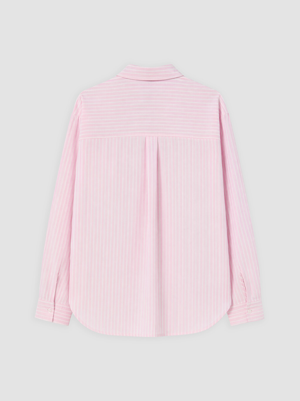 Pembe Çizgili Keten Karışımlı Oversize Kadın Gömlek-1
