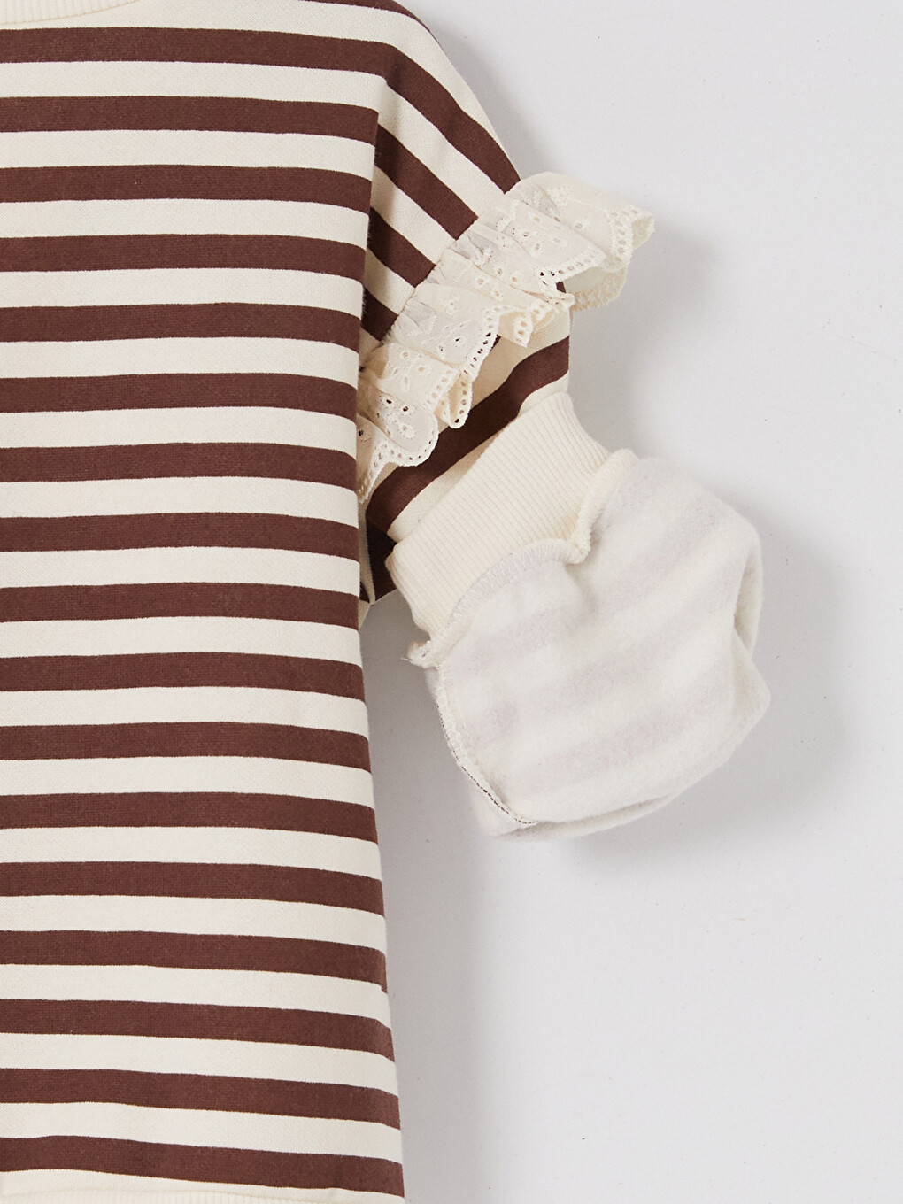 Ruffled Striped Girls' Thick Sweatshirt-2