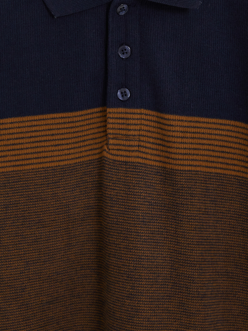 Kahverengi Polo Yaka Çizgili Erkek Sweatshirt-2